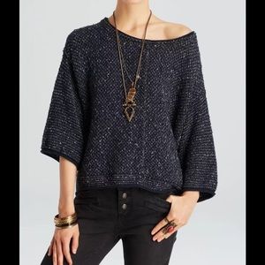 Free People Navy Wide Sleeve Sweater